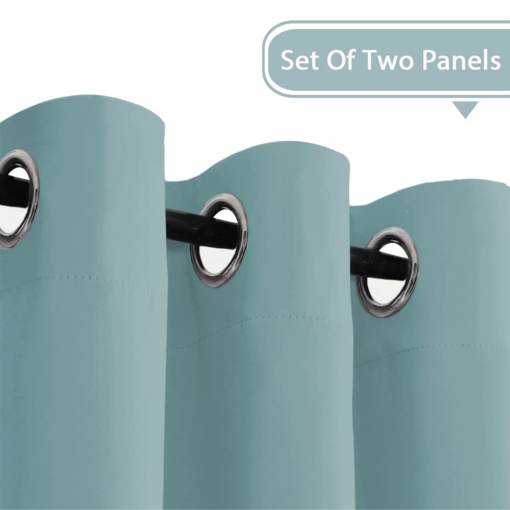 H.Versailtex Window Treatment Blackout Thermal Insulated Room Darkening Solid Grommet Curtains / Drapes For Bedroom (Set Of 2 Panels,52 By 63 Inch Long, Mineral Blue)