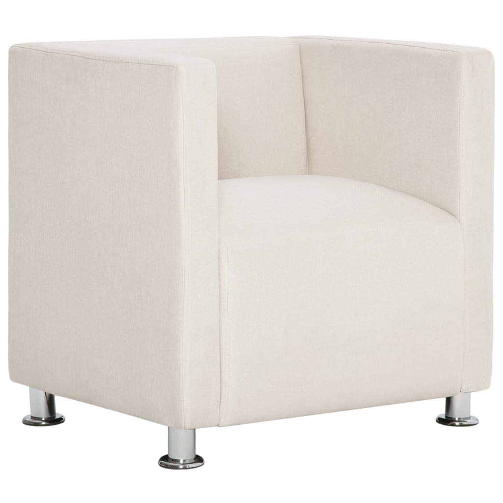 vidaXL Armchair, Upholstered Accent Chair with Arms, Lounge Chair Single Sofa for Home Bedroom Office Living Room, Modern Style, Cream Fabric