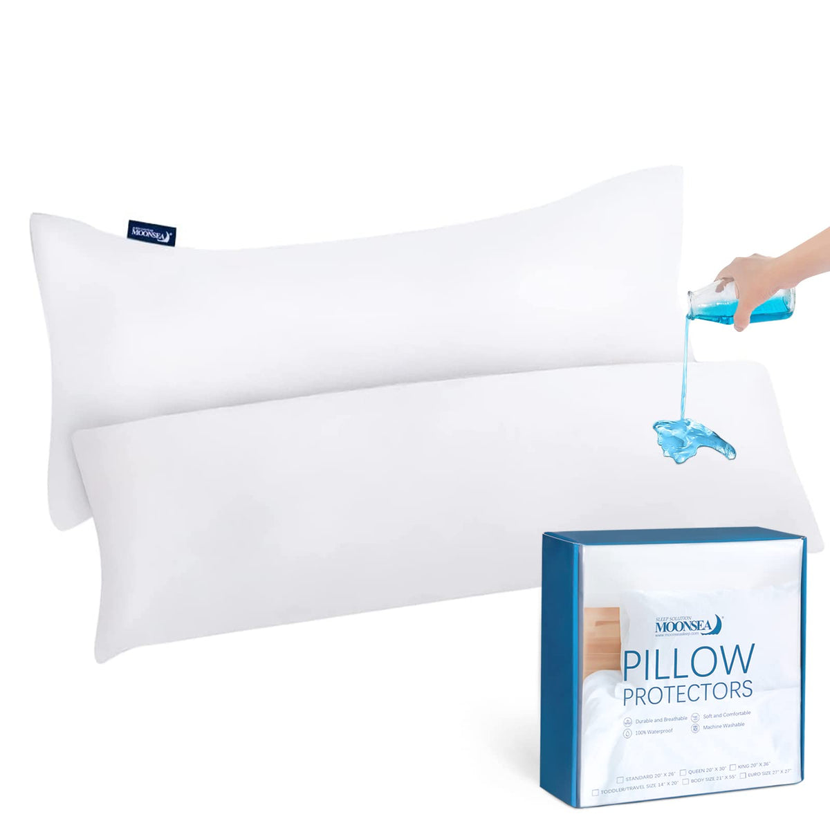 Waterproof Pillow Protector Body Size 2 Pack, Body Pillow Cover With Zipper 21'X 55' Pillow Protector Pillow Covers Encasement