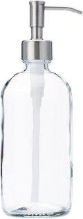Clear Glass Jar Soap and Lotion Dispenser with Stainless Steel Pump  16 oz (1)