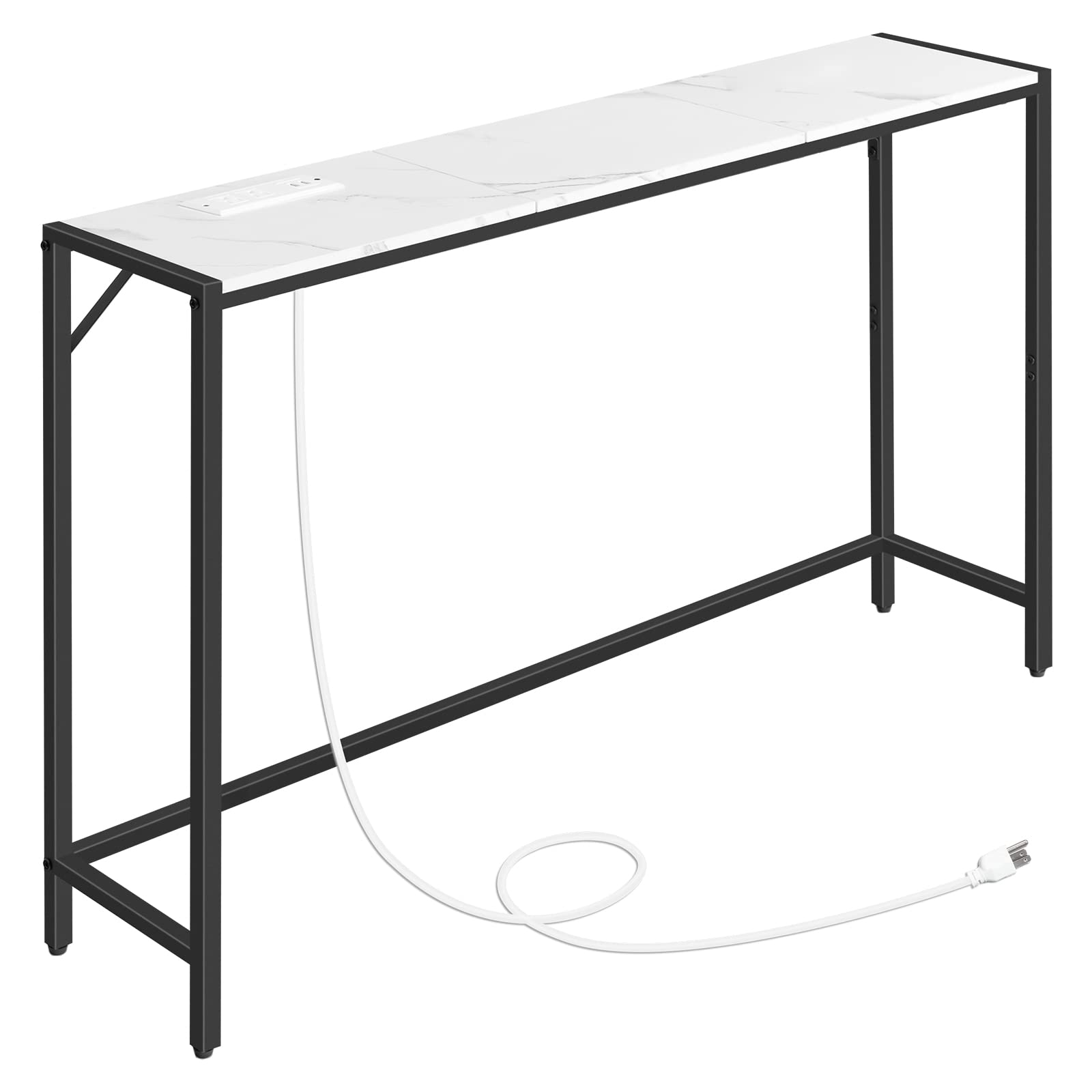 MAHANCRIS Console Table, Narrow Sofa Table Behind Couch, 43.3    Entrance Table with Power Station, Simple Style, for Living Roo