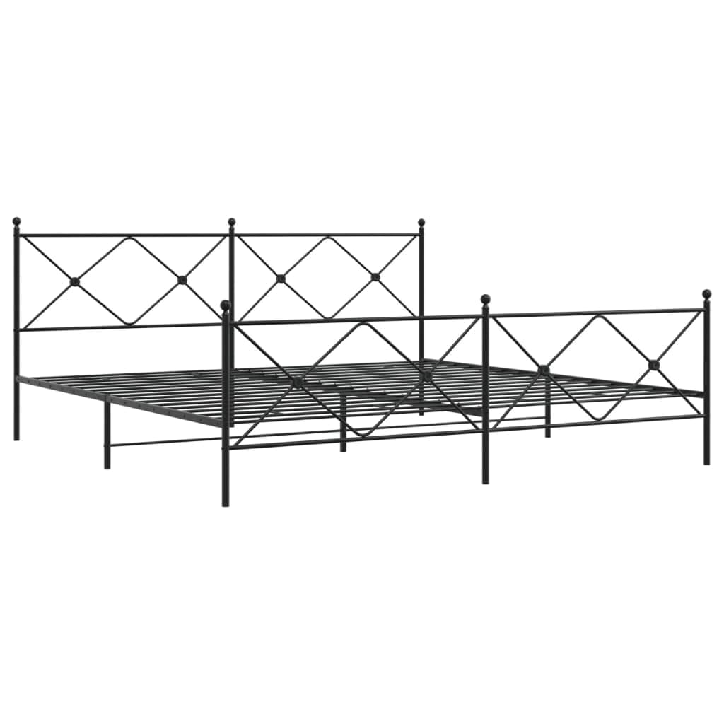 vidaXL King-Size Metal Bed Frame with Headboard/Footboard - Black, 81.5x78x35.6, Steel Construction, Extra Underbed Storage