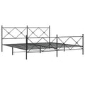 vidaXL King-Size Metal Bed Frame with Headboard/Footboard - Black, 81.5x78x35.6, Steel Construction, Extra Underbed Storage