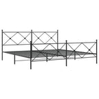 vidaXL King-Size Metal Bed Frame with Headboard/Footboard - Black, 81.5x78x35.6, Steel Construction, Extra Underbed Storage