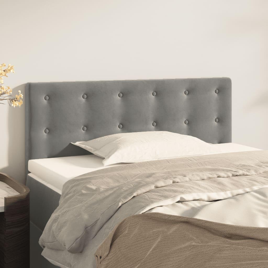 vidaXL Velvet Upholstered Headboard in Light Grey - Classic Design, Solid Larch Wood, Foam Filled, Perfect for Bedroom, Size: 39.4"x2"x30.7"/34.6"