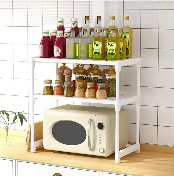 Smart Saver 2 Tier Microwave Oven Stand For Kitchen Counter| Multipurpose Kitchen Storage Rack | Spice Rack Organizer | Countert