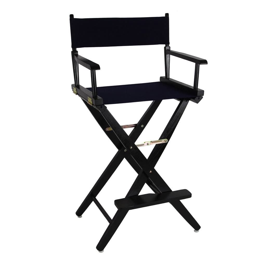 American Trails Extra-Wide Premium 30&quot; Director's Chair Black Frame with Navy Canvas, Bar Height