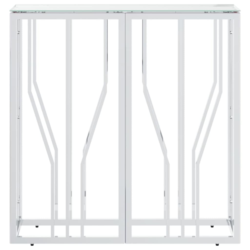 vidaXL Silver Stainless Steel and Tempered Glass Console Table - Modern Entryway/Couch/Sofa Side Table for Living Room, Bedroom, Hallway - Easy Assembly