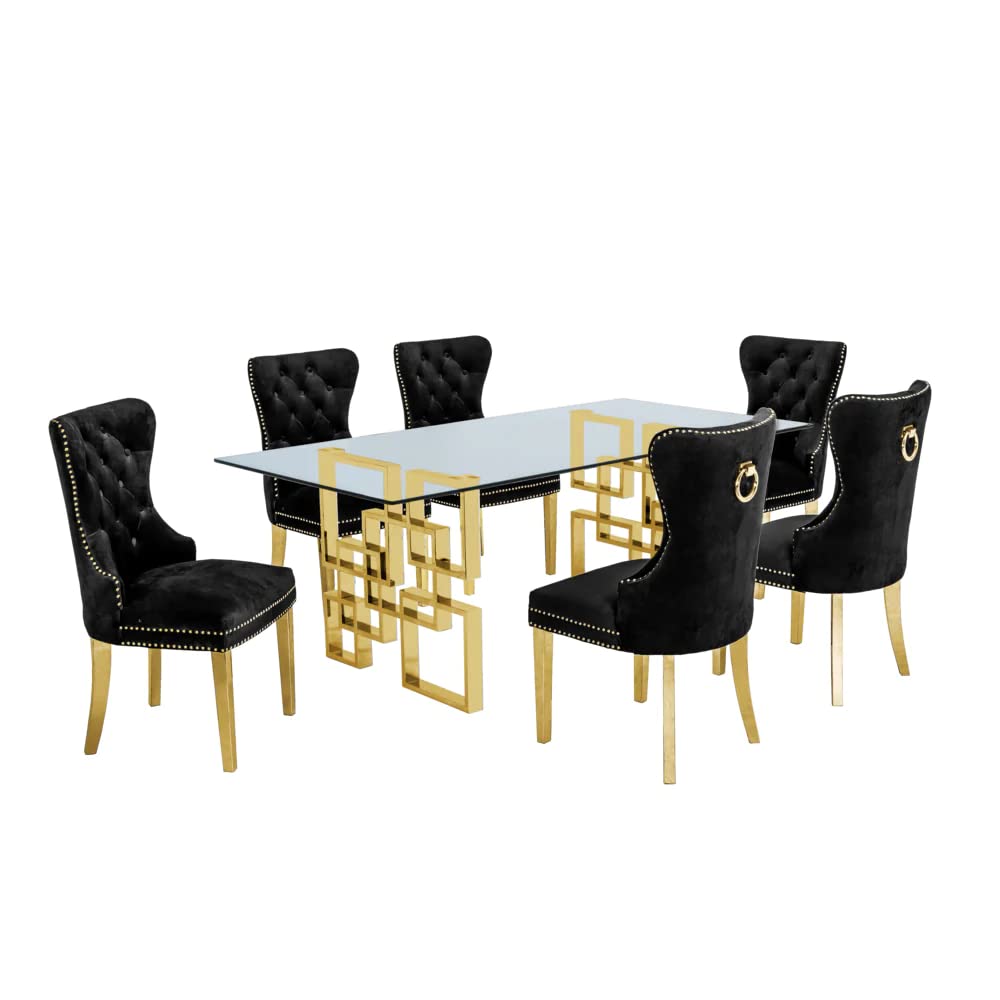 Furniture D222-6Sc117 Dining Set, Black