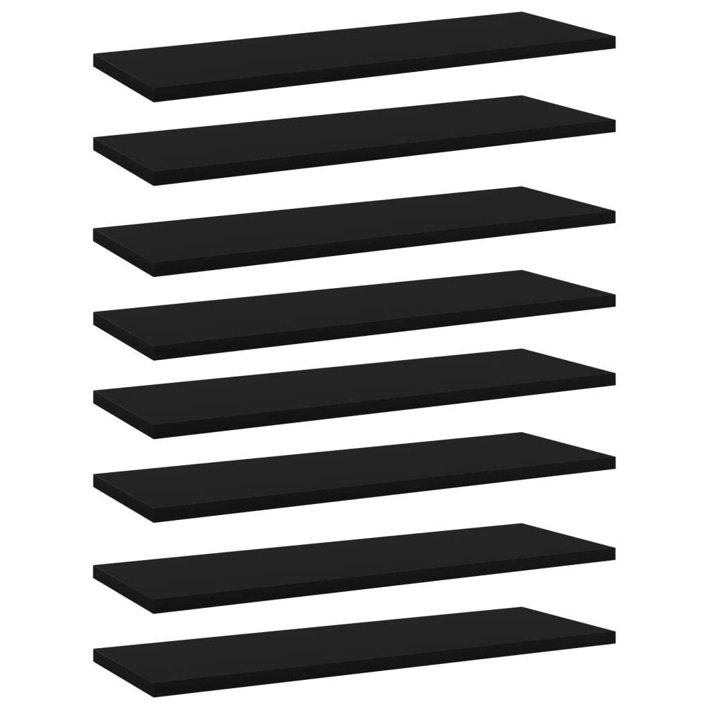 Bookshelf Boards -SKM Bookshelf Boards 8 pcs Black 23.6&quot;x7.9&quot;x0.6&quot; Chipboard