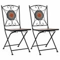 vidaXL Folding Bistro Chairs - Mosaic Outdoor Seat Set - Orange/Gray Ceramic - Patio/Garden