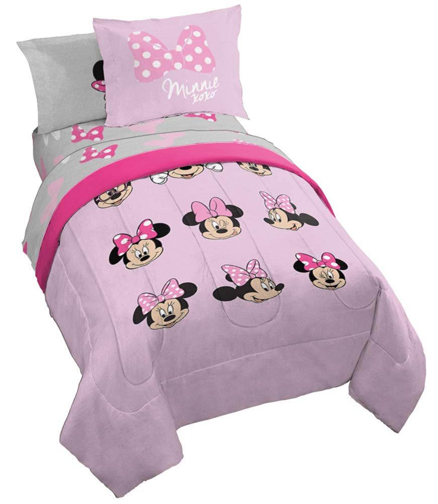 Jay Franco Disney Minnie Mouse Faces 7 Piece Full Bed Set - Includes Comforter & Sheet Set Bedding - Super Soft Fade Resistant M