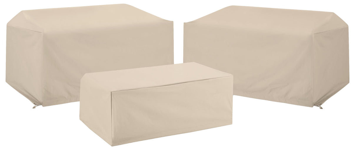 Crosley Furniture Patio Furniture Covers, Waterproof 3-Piece Cover Set For Outdoor Coffee Table, Loveseats, Tan