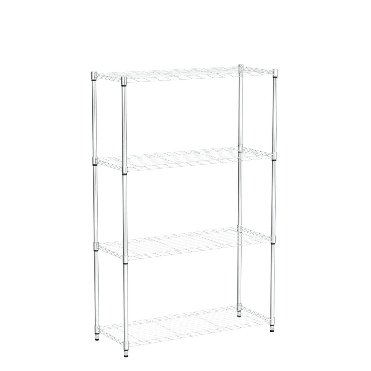 Yssoa Simple Deluxe Heavy Duty 4-Shelf Storage Shelving Unit, 35.83D X 13.98W X 55.91H Steel Organizer Wire Rack With 1000Lb Capacity, Chrome, 2 Pack