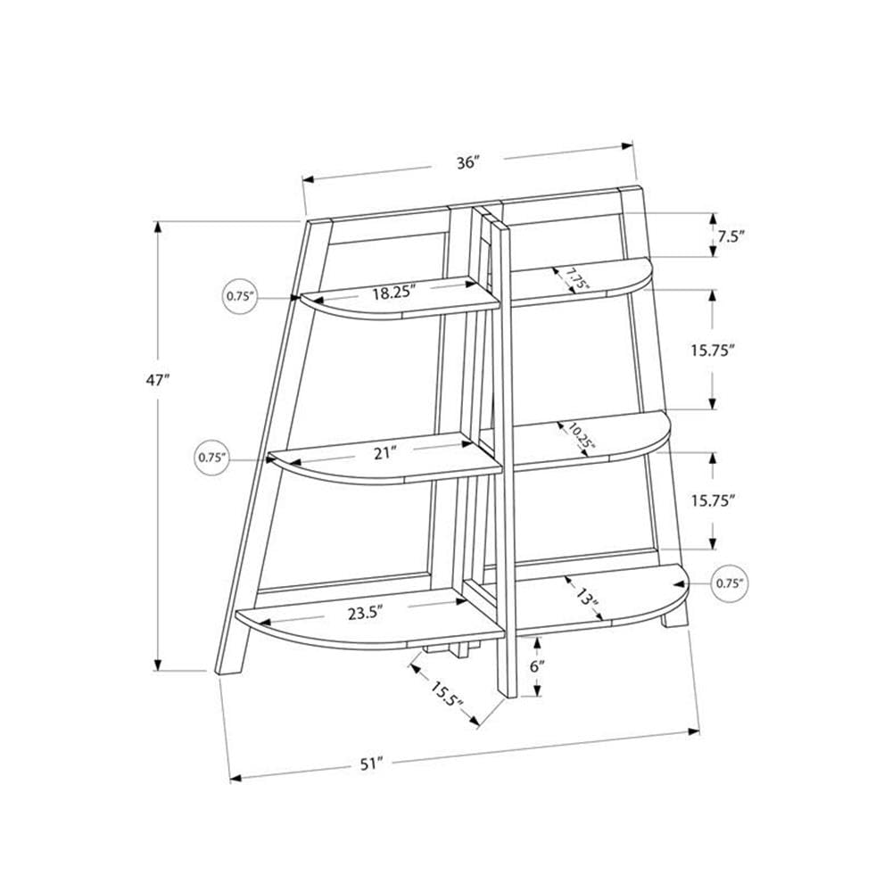 Monarch Specialties Cappuccino Accent Etagere Bookcase, 48&quot;
