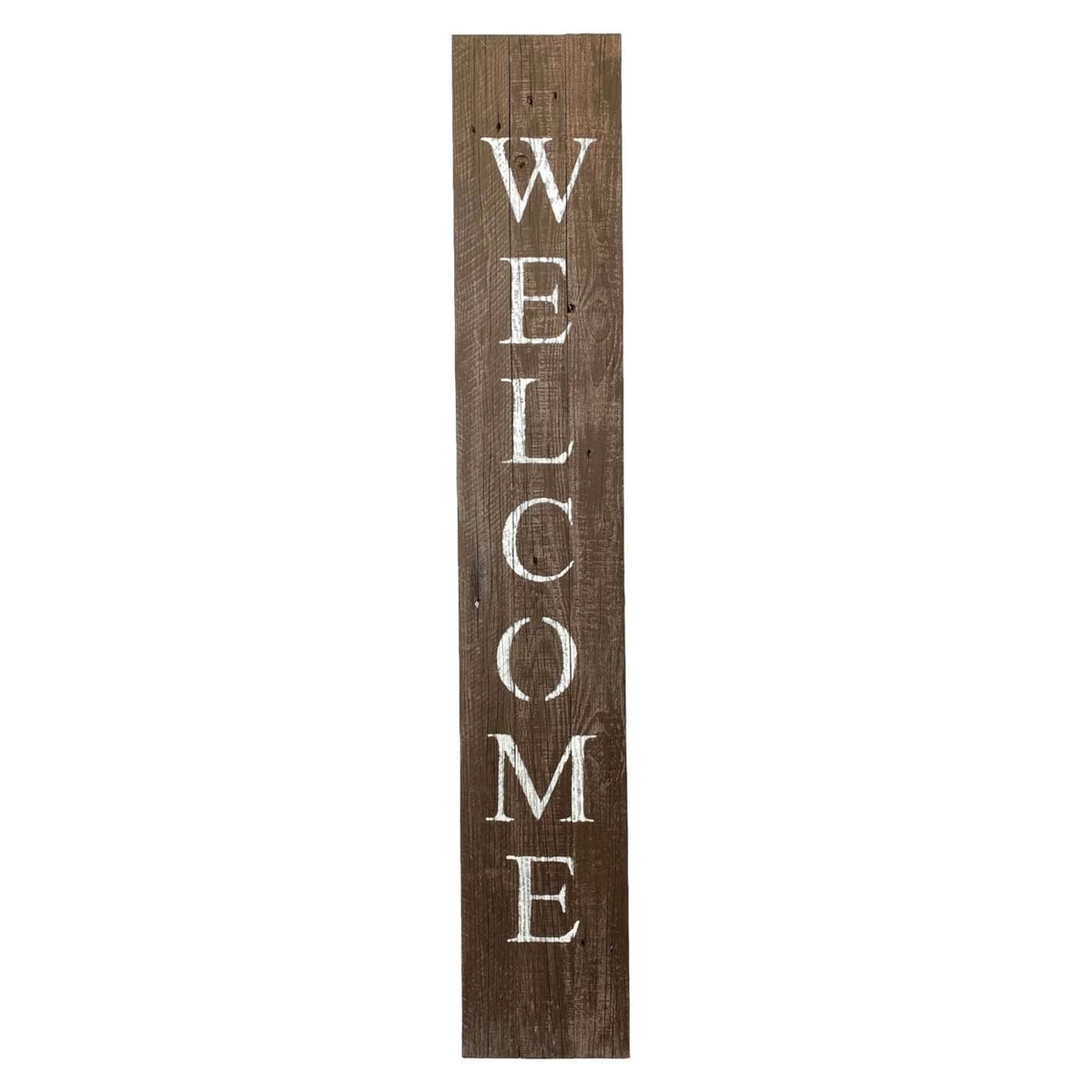 HomeRoots Rustic Espresso Brown And White Front Porch Welcome Sign