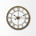 HomeRoots Wood 25' Round Large BrownFarmhouse Style Wall Clock