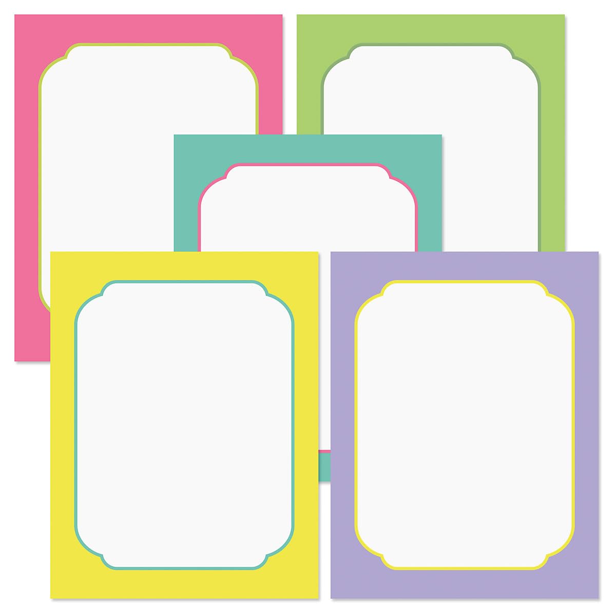 Color Borders Easter Letter Papers (5 Colors) - Set Of 25 Spring Stationery Papers Are 8 1/2' X 11'