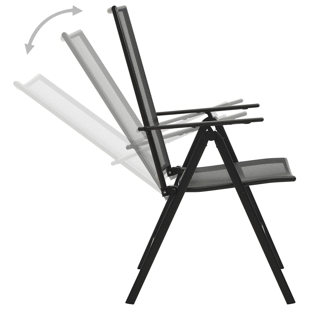 vidaXL Folding Patio Chairs 4 Pcs, Folding Mesh Chair with Adjustable Backrest, Outdoor Patio Furniture for Deck Garden Pool Beach, Steel Anthracite