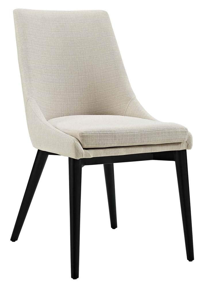 Modway Viscount Mid-Century Modern Upholstered Fabric Two Kitchen and Dining Room Chairs in Beige