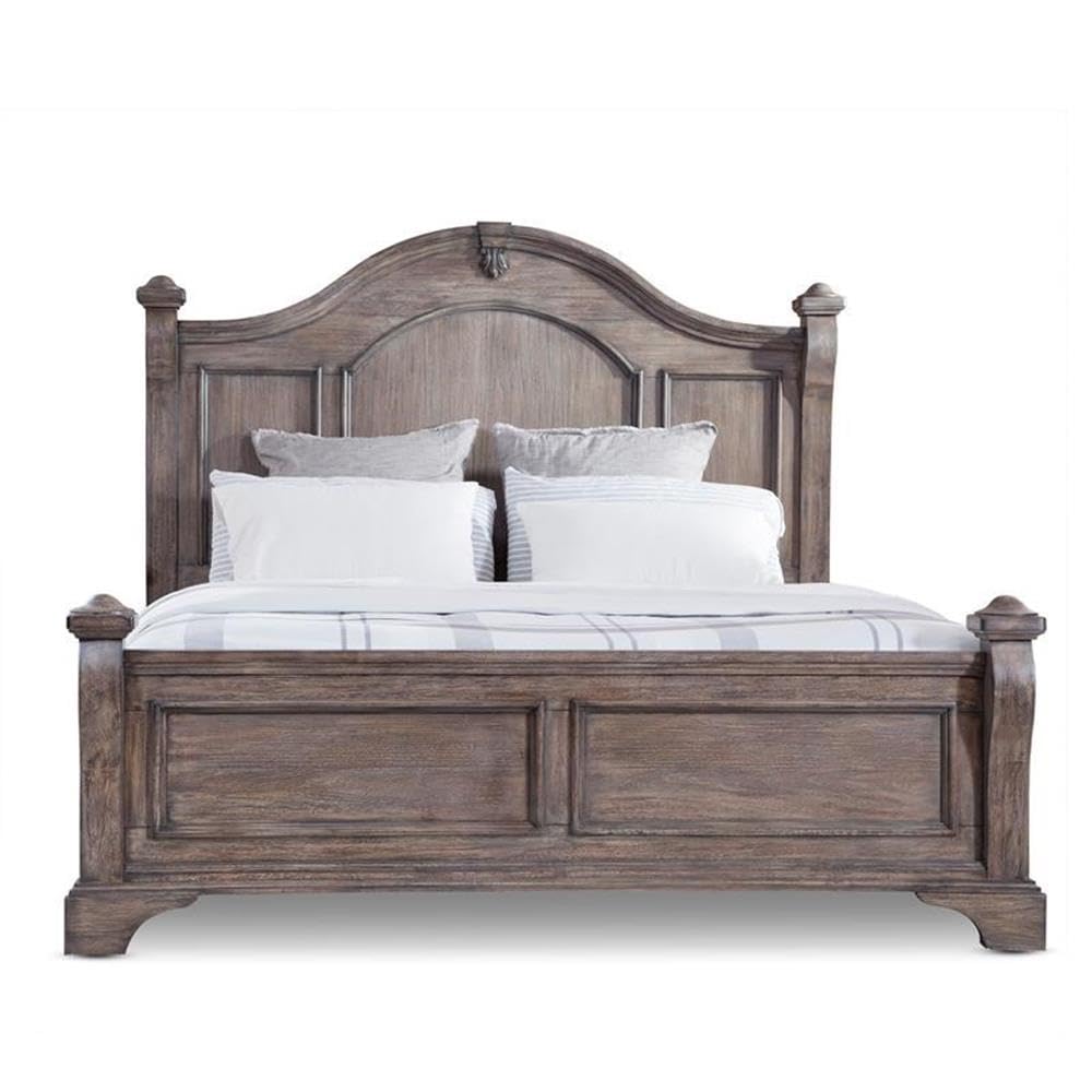American Woodcrafters Heirloom Rustic Charcoal Wood Queen Poster Bed