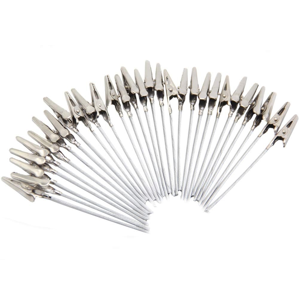 H&W 50 Pack Metal Wire Alligator Clamp, 4' Long-Tailed Alligator Iron Clip, Stand Photo Holder Stand Memo Clip (We1-D1)