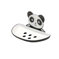 Panda Soap Dish Holder Pack of 1,Self (Adhesive Striker) WallMounted Bathroom Organiser with Drainage Holes, 16.2 x 11.2 cm, So