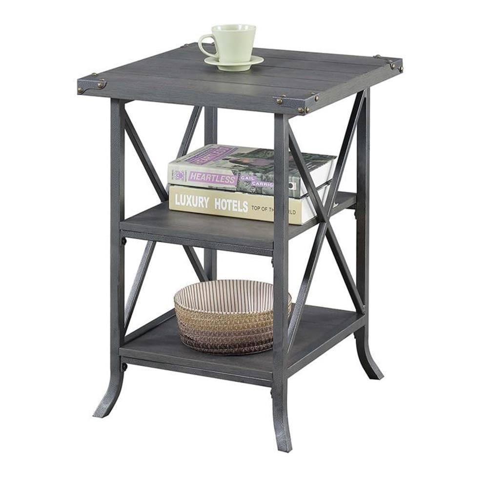 Convenience Concepts Brookline End Table, Charcoal Gray / Slate Gray Frame