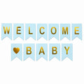 My Party Suppliers Welcome Baby Paper Banner | Blue & Gold Baby Welcome Decoration Banner | Baby Shower Welcome Sign | Newborn W
