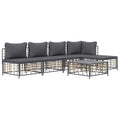 vidaXL 6-Piece Patio Lounge Set with Cushions - Poly Rattan Anthracite with Dark Grey Cushions - Outdoor Sofa with Steel Frame a