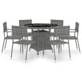 vidaXL Patio Dining Set 7 Piece Garden Outdoor Yard Terrace Balcony Backyard Table and Chair Seat Seating Furniture Poly Rattan Anthracite and Gray