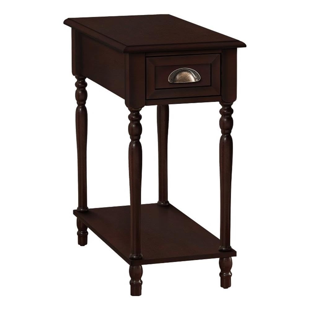 Monarch Specialties 3969 Accent, 2 Tier, Side Table, End, Narrow, Nightstand, Storage Drawer, Brown Table-24 H/Cherry Veneer, 12&quot; L X 22&quot; W X 24.5&quot; H