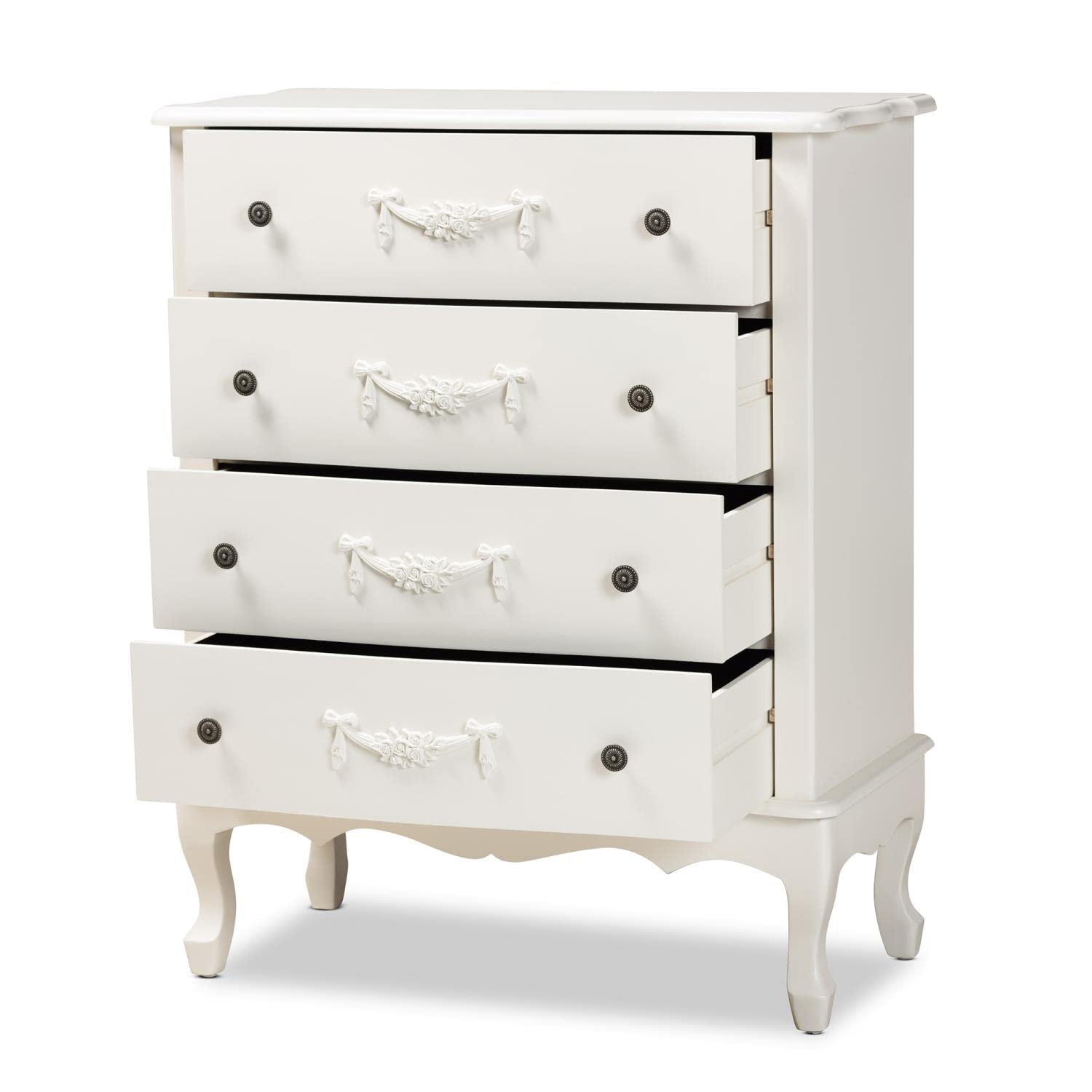 Baxton Studio Callen Classic and Traditional White Finished Wood 4-Drawer Storage Cabinet
