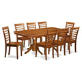 East West Furniture NAML9-SBR-W 9 Piece Kitchen Table & Chairs Set Includes a Rectangle Dining Table with Butterfly Leaf and 8 Dining Room Chairs, 40x78 Inch, Saddle Brown
