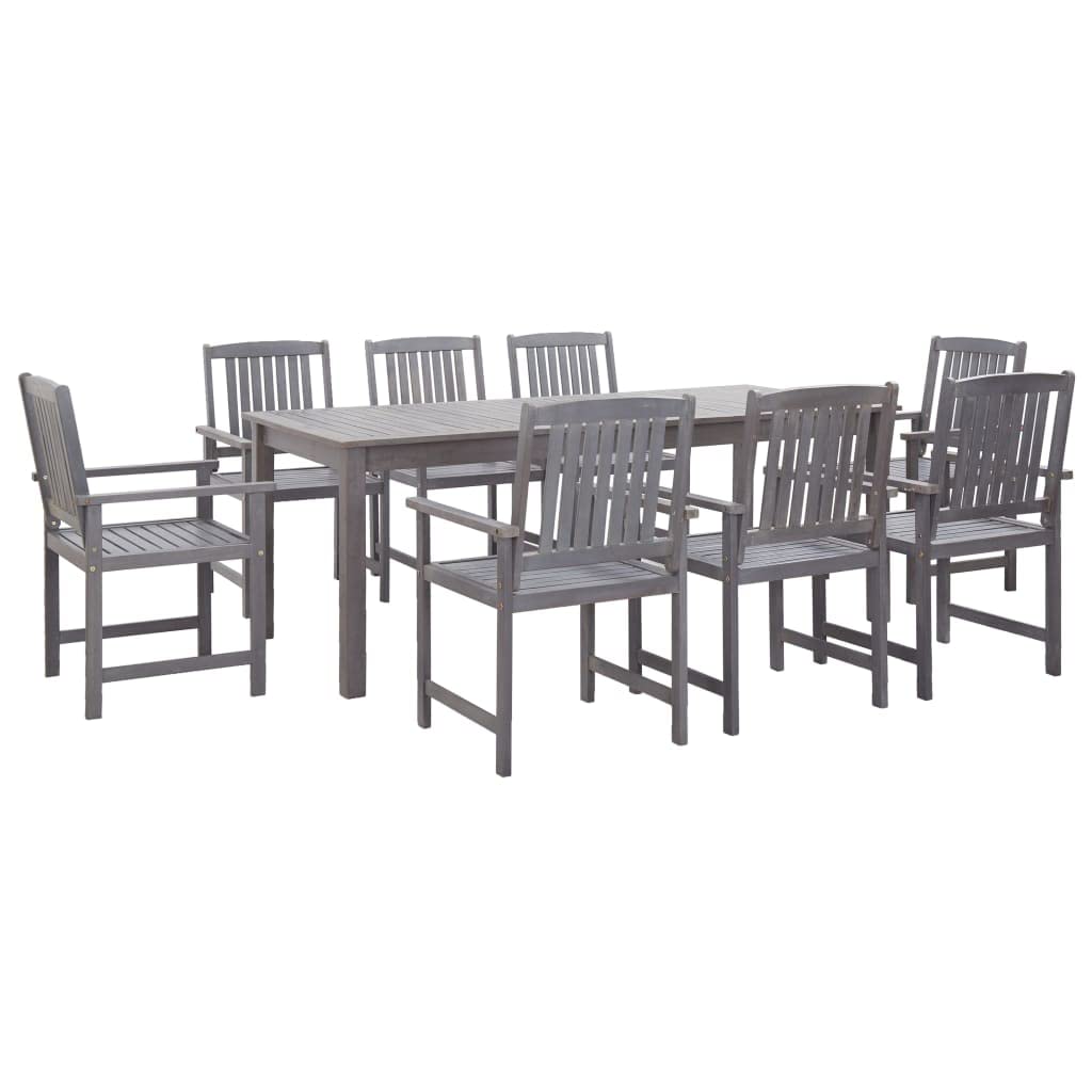 Vidaxl 9 Piece Patio Dining Set Gray Solid Acacia Wood