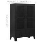 vidaXL Steel Office Cabinet with Mesh Doors ?Black Industrial Style Cabinet with 3 Compartments & 2 Drawers for Efficient File Storage ?Durable, Easy-to-Clean ?29.5"x15.7"x47.2"