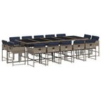 vidaXL Patio Dining Set with Cushions 15pc Gray Poly Rattan - Garden Table & Foldable Chairs w/Removable Covers, Tempered Glass Outdoor Patio Furniture Product Subtitle 50: All-Weather Rattan ...