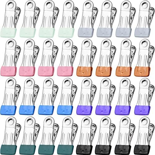 Clothes Pins for Hanging Clothes, 64 Pack Stainless Steel Colored Clothespins for Laundry, Heavy Duty Clothing Pins for Clothes 