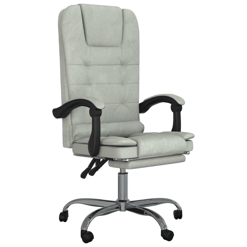 vidaXL Light Gray Velvet Massage Reclining Office Chair - Adjustable and Rotatable Comfort with Sturdy Frame for Home Office