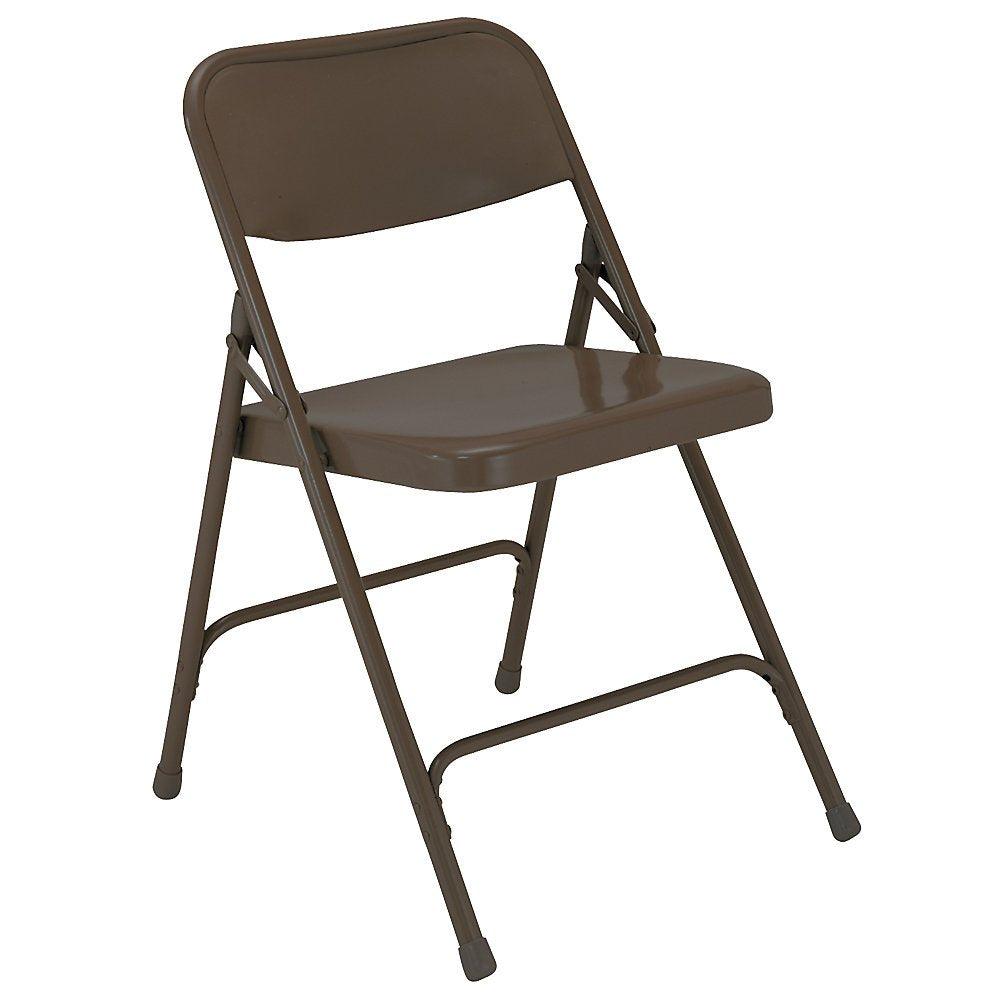 National Public Seat Home Office Decorative Premium All-Steel Folding Chair Brown - 4 Pack