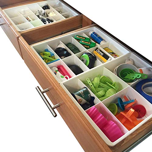 Adjustable Drawer Dividers For Utility Drawer Kitchen Storage And Organization By Uncluttered Designs (3 Pack)