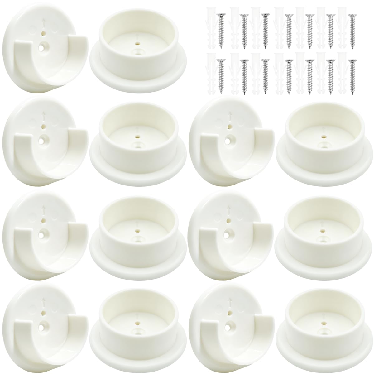 14 Pcs Plastic Closet Rod Holders with Screws for Wardrobe Shower Rod