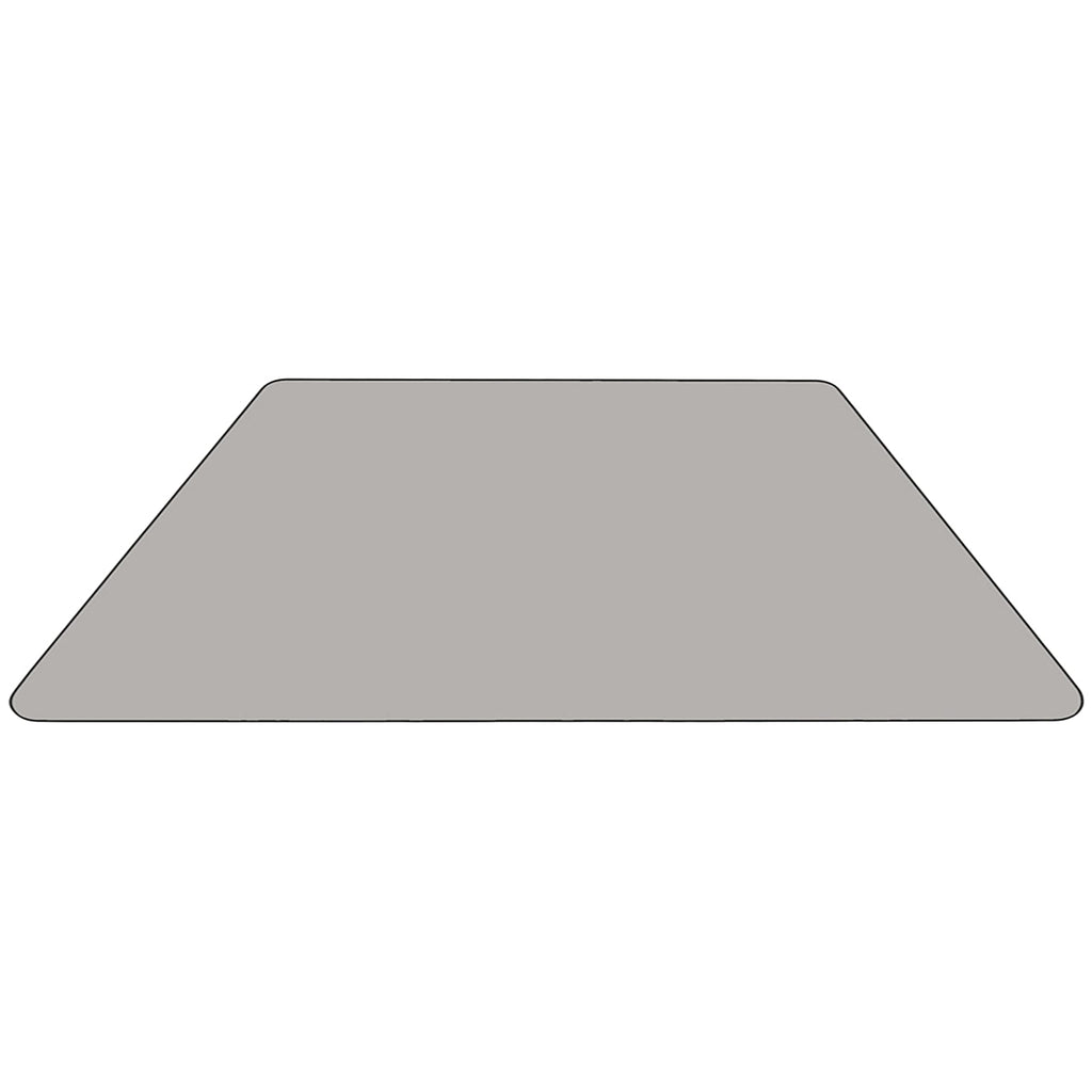 Flash Furniture Wren 29''W x 57''L Trapezoid Grey Thermal Laminate Activity Table - Height Adjustable Short Legs