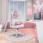 Techni Sport 17" Modern Fabric Ergonomic Gaming Chair in Pink/White