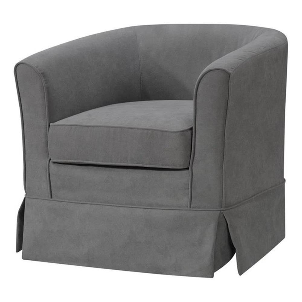 Lilola Home Tucker Gray Woven Fabric Swivel Barrel Chair