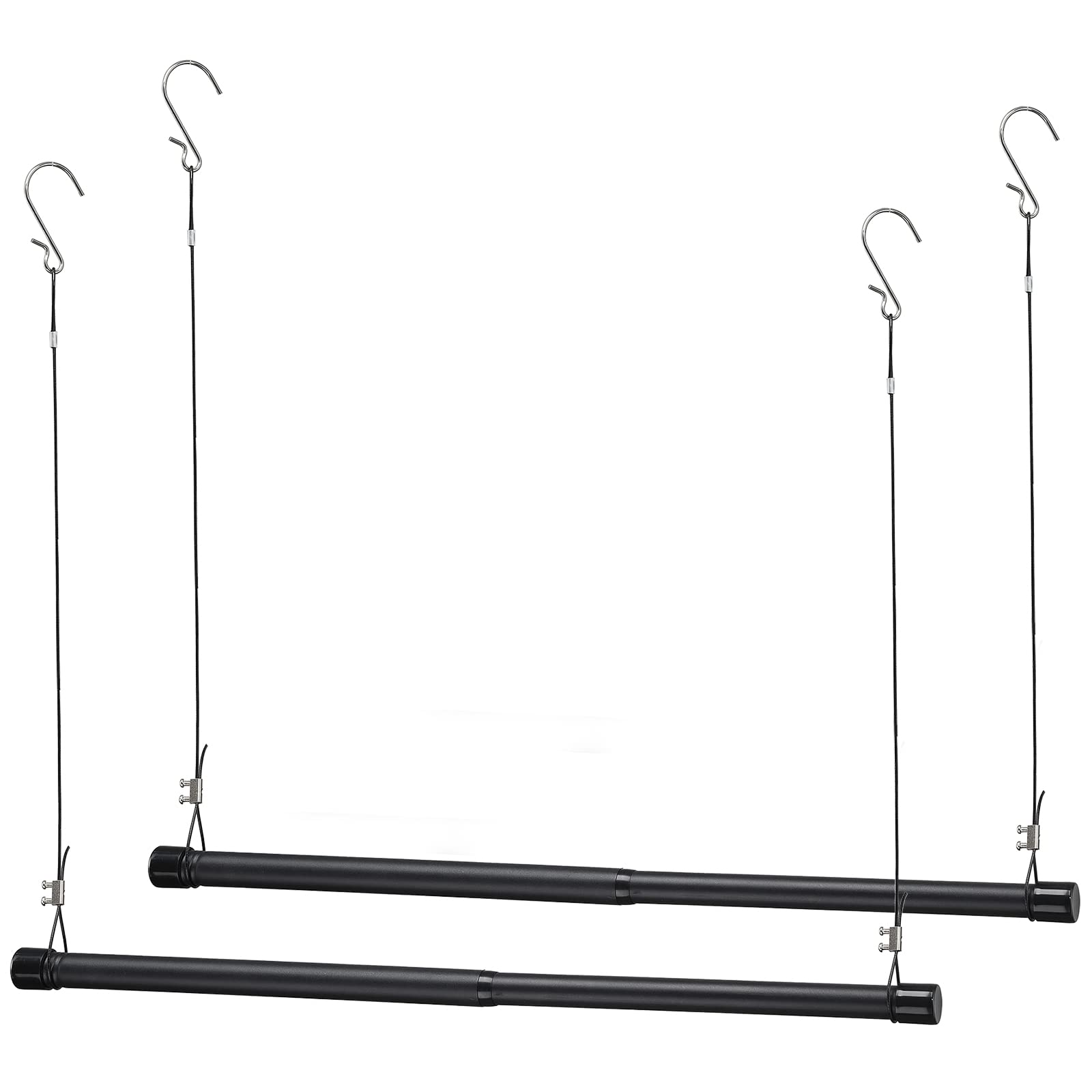 Hanging Closet Rod,15-25 Inch Adjustable Closet Hanging Organizer,35 Inch Height Space-Saving Clothes Hanging Bar,Black Closet R