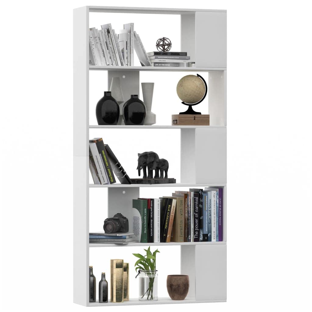vidaXL Book Cabinet, Room Divider Bookshelf Bookcase for Office Living Room, Freestanding Shelving Unit, Modern Style, White Engineered Wood