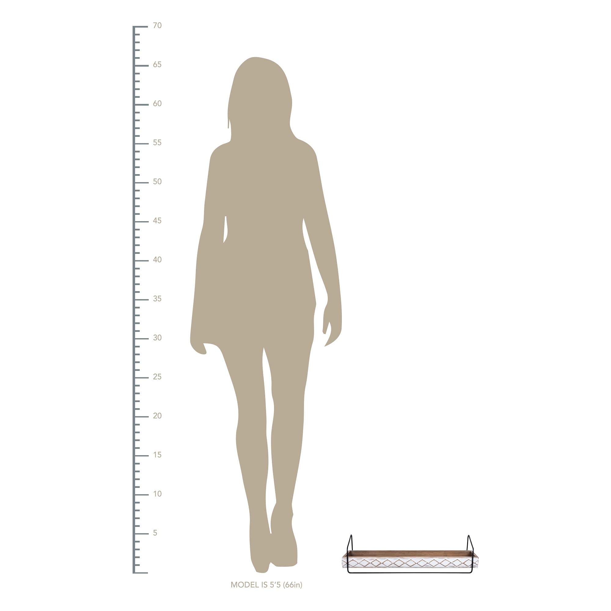 HomeRoots Multi 60% Wood 30% Metal 10% MDF Rustic Pattern Wooden Wall Shelf