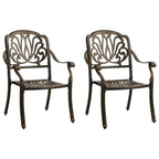 vidaXL Patio Chairs Set – 2 pcs Cast Aluminum Outdoor Furniture, Weather-Resistant and Rust-Resistant, with Elegant Seat and Back Patterns, in a Stunning Bronze Color, Perfect for Gardens and Patios
