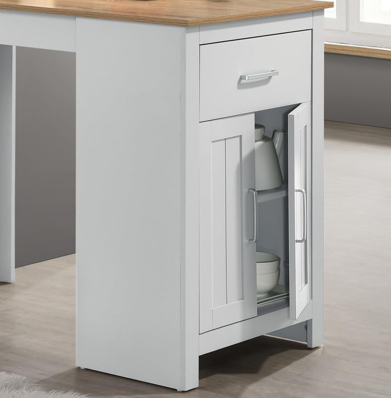 LILOLA LIVING Alonzo 47&quot; Oak and White Small Space Counter Height Dining Table with Cabinet and Drawer Storage